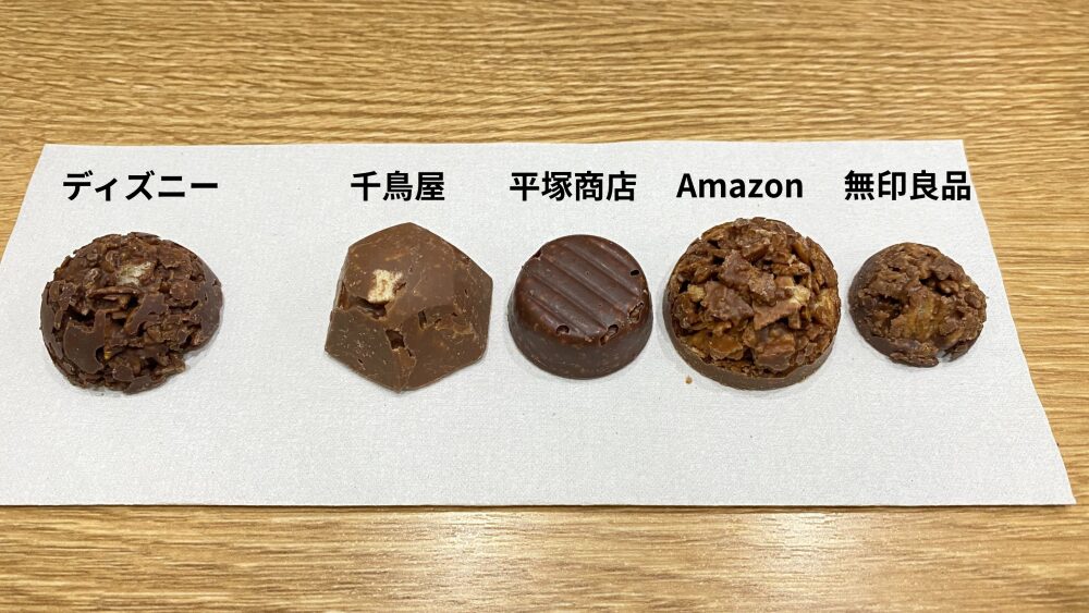 ディズニーのチョコクランチに似たお菓子を、画像で比較